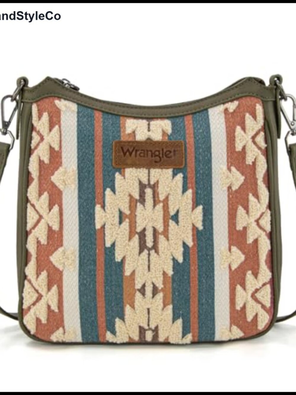 Chenille Crossbody Bag Vegan Leather Aztec Western Shoulder Bag